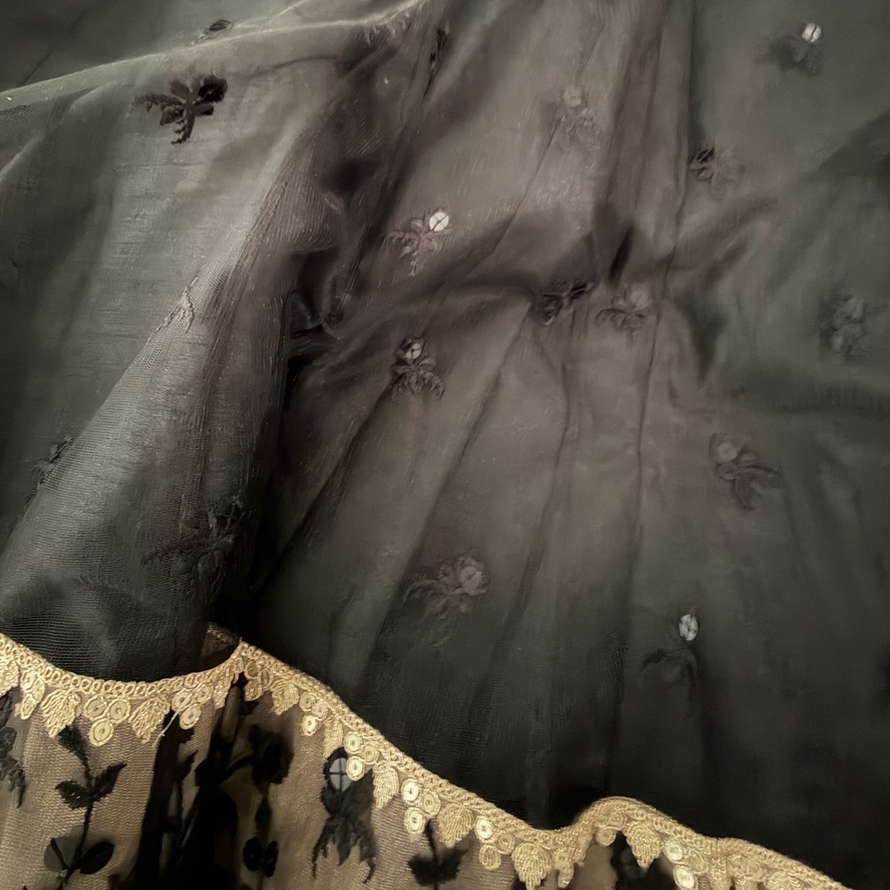Pakistani Designer Black Dress Gown with Gold Accents - Picture 12 of 16